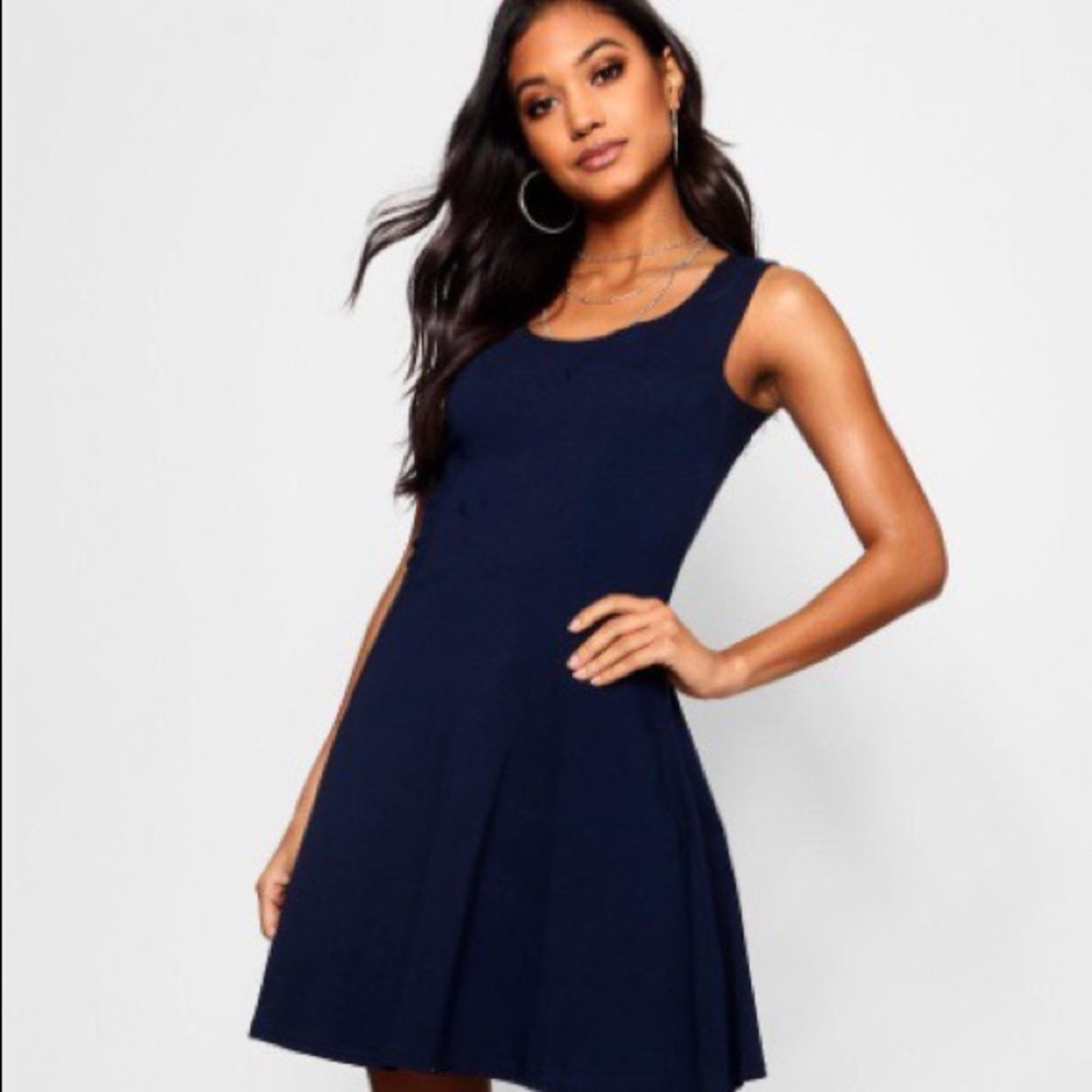 Boohoo Navy Skater Dress Size XS